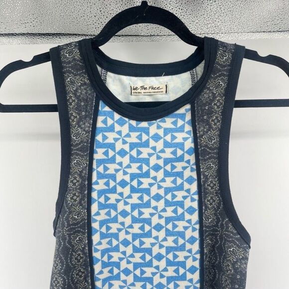 Free People We The Free Too Hot to Handle Boho Tank XS Cotton Geometric Print - Picture 4 of 8
